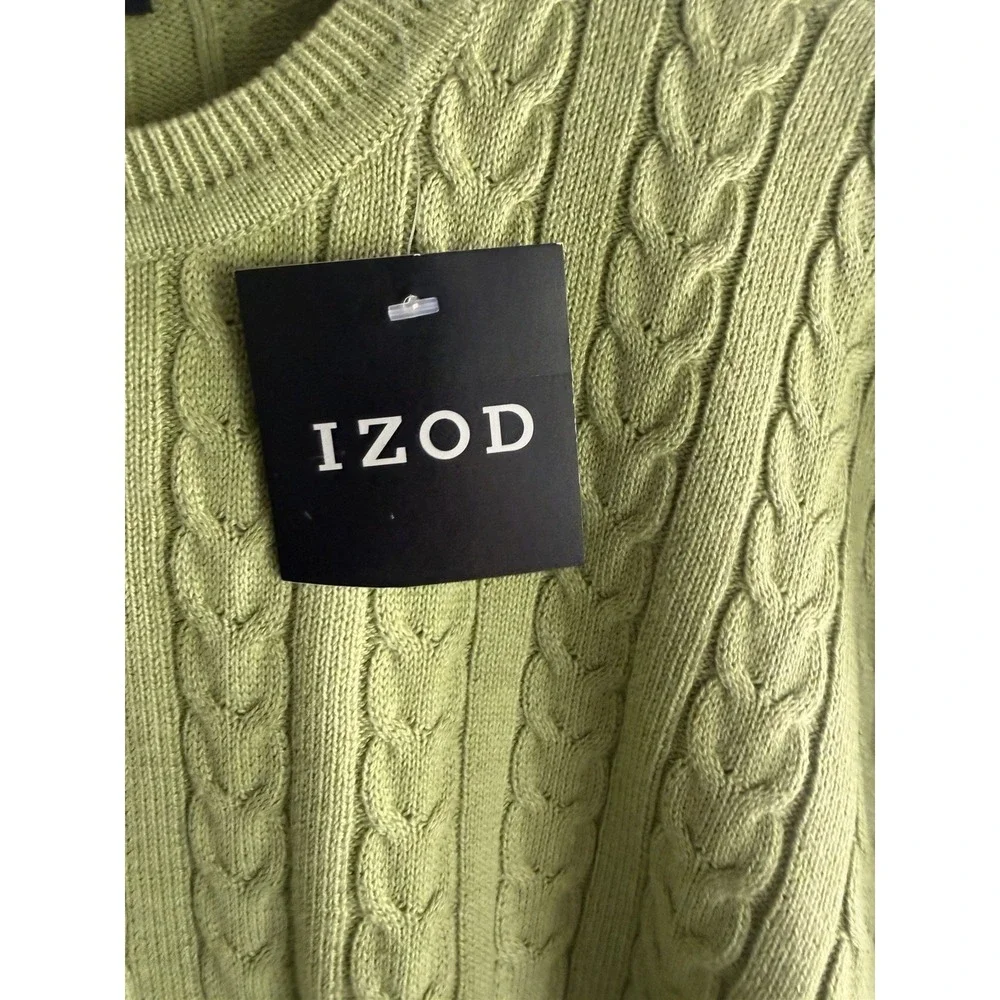 Izod Men‎ Cable Knit Sweater Size L Cotton Preppy Coastal Nantuckit Golf
